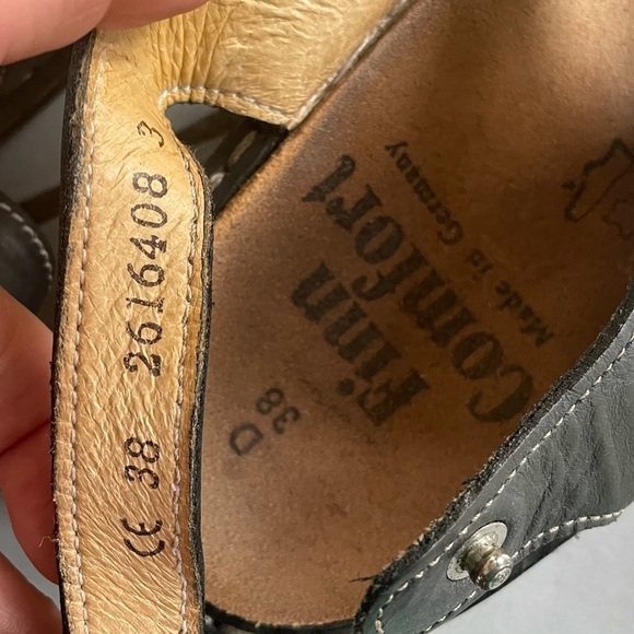 FINN COMFORT Leather Velcro Strap Sandals Black  38 EU - Picture 8 of 9